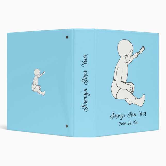 Baby's First Year, Blue Scrapbook Album 3 Ring Binder (Background)