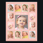 Babys First Year Blush Keepsake Photo Collage<br><div class="desc">Showcase your baby's first year with a modern photo collage that requires no printing and cutting of individual photos!  Simply upload your baby's digital images from newborn to 12 twelve months / one year and personalize the title with your baby's name.  Color: Blush Pink</div>