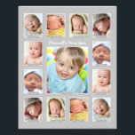 Babys First Year Gray Keepsake Photo Collage Print<br><div class="desc">Showcase your baby's first year with a modern photo collage that requires no printing and cutting of individual photos!  Simply upload your baby's digital images from newborn to 12 twelve months / one year and personalize the title with your baby's name.  Color: Light Gray</div>