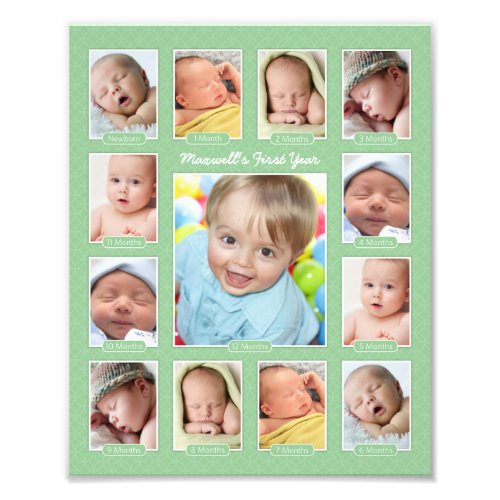 Babys First Year Green Keepsake Photo Collage