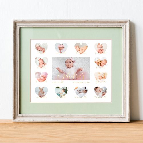 Babys First Year Heart Photo Keepsake Collage Foil Prints