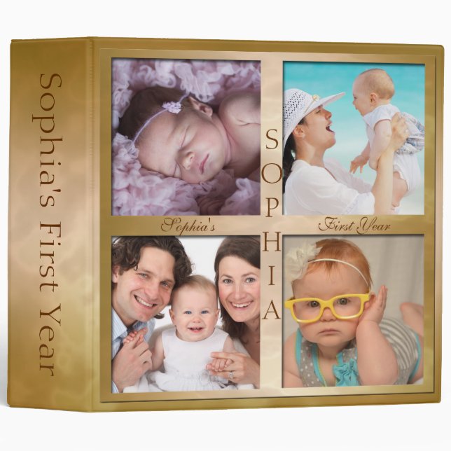 Baby's First Year Memories Binder in Gold (Front/Spine)