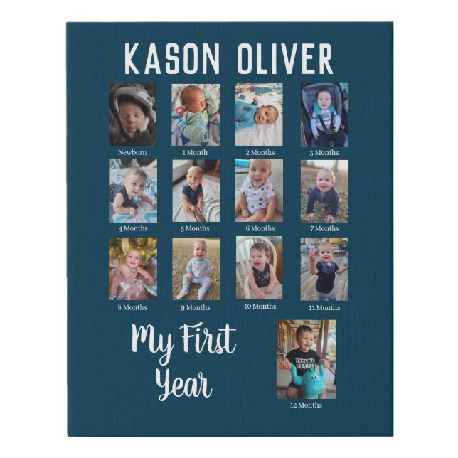 Baby's First Year Milestone Keepsake Canvas (Front)
