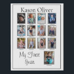 Baby's First Year Milestone Keepsake Canvas<br><div class="desc">An adorable showcase of baby's milestones for one year olds 1st birthday party decoration,  nursery decor,  Mother's Day gift,  Fathers Day gift. Customizable first birthday gift. Photo collage personalized from newborn to 12 months.</div>