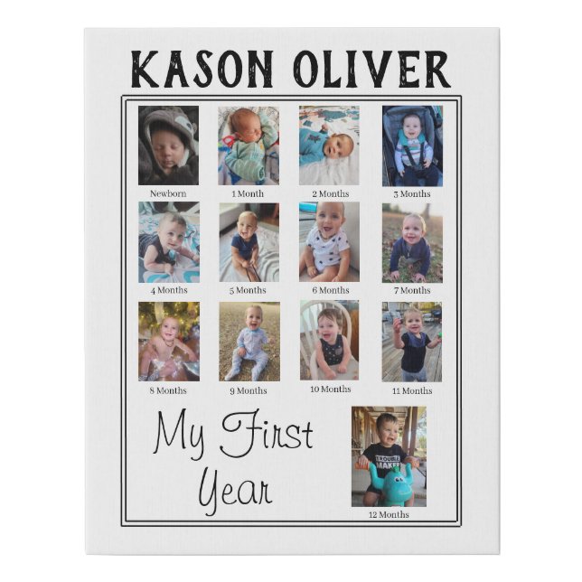 Baby's First Year Milestone Keepsake Canvas (Front)