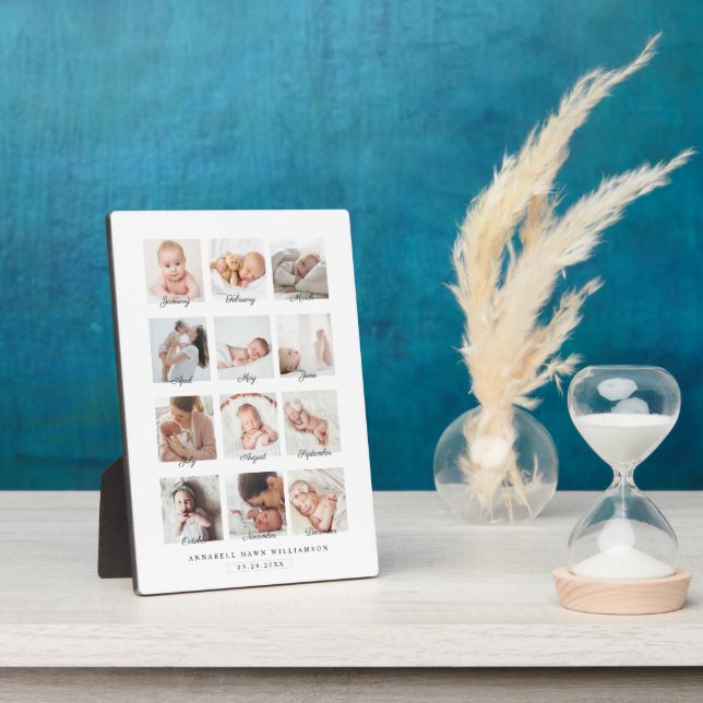 Baby's First Year Monthly Photo Collage Keepsake Plaque (Side)