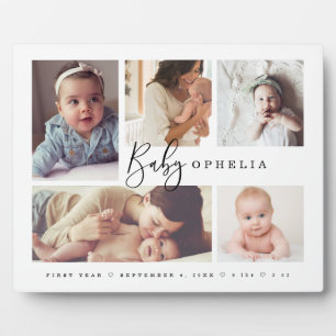 Baby's First Year Newborn Photo Collage Keepsake Plaque