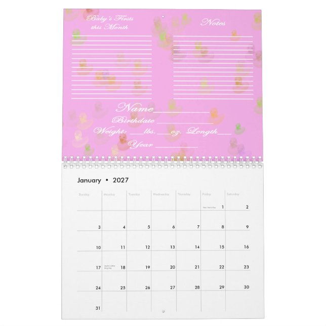 Baby's First Year Open Calendar (Jan 2027)
