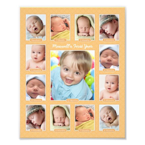 Babys First Year Orange Keepsake Photo Collage