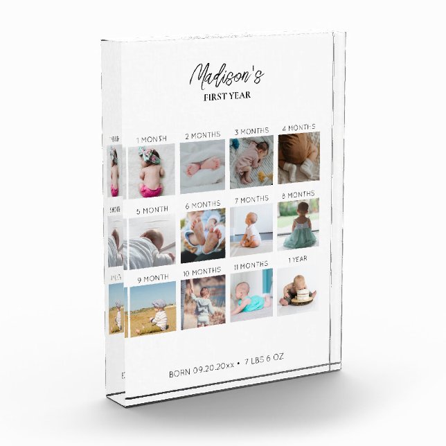 Baby's First Year Photo Collage Birth Stats (Left)