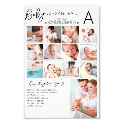 Babys First Year Photo Collage Family Keepsake