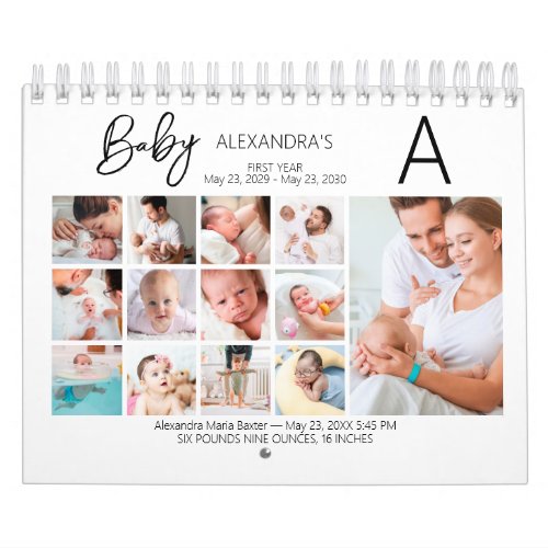 Babys First Year Photo Collage Family Keepsake Calendar