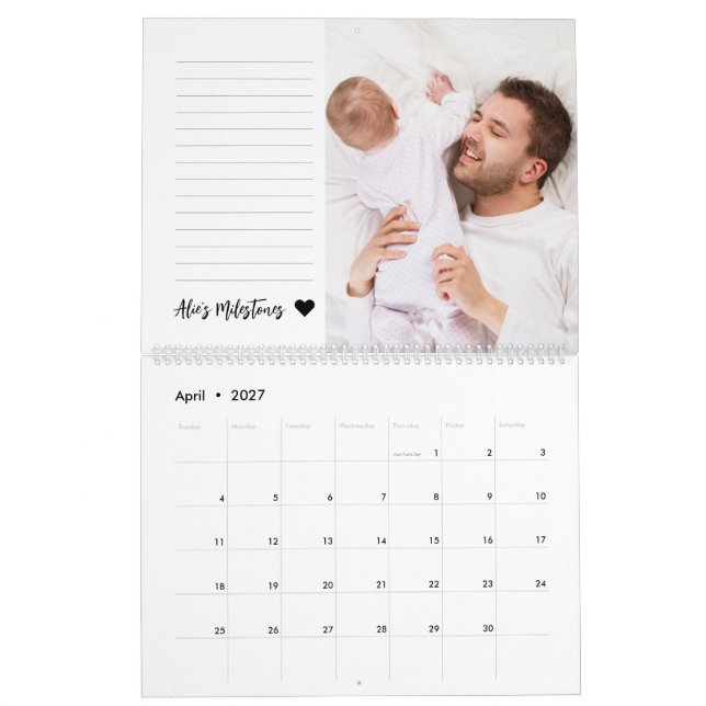 Baby's First Year Photo Collage Family Keepsake Calendar (Apr 2027)