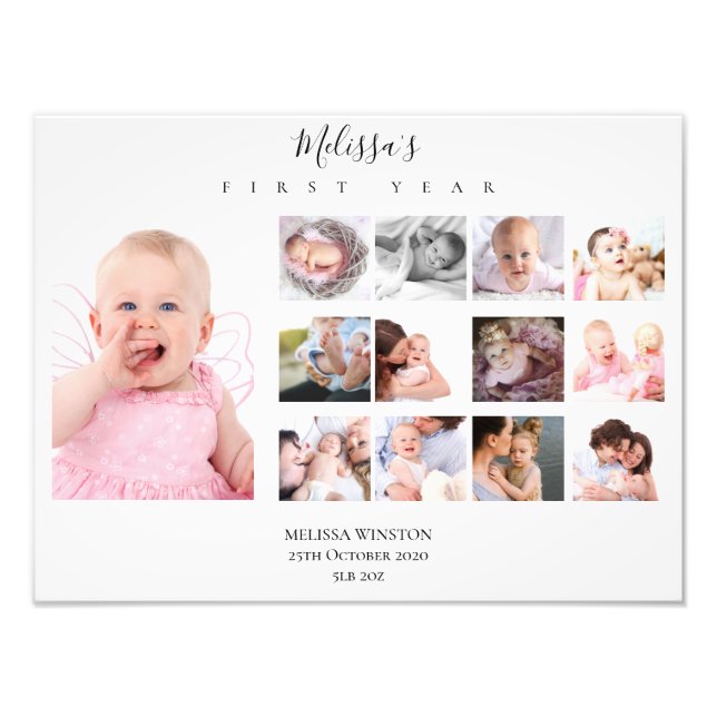 Baby's First Year Photo Collage Keepsake (Front)