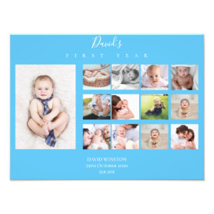 Baby's First Year Photo Collage Keepsake Boy Print