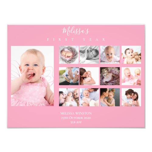 Babys First Year Photo Collage Keepsake Girl