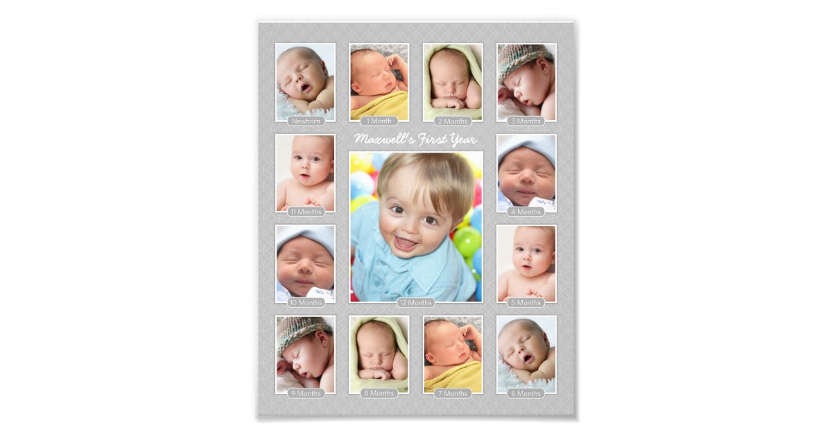 Baby S First Year Photo Keepsake Collage Print Zazzle Com