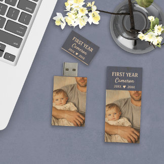 Baby's First Year Photographs Wood Flash Drive