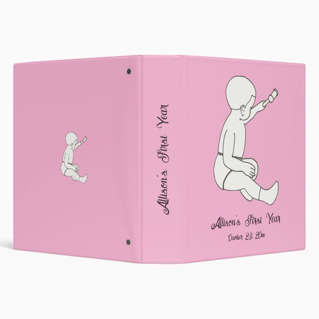 Baby's First Year, Pink Scrapbook Album 3 Ring Binder (Background)