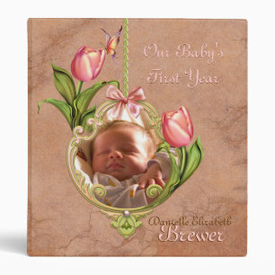 Babys First Year Scrapbook Cover (Revised) 3 Ring Binder