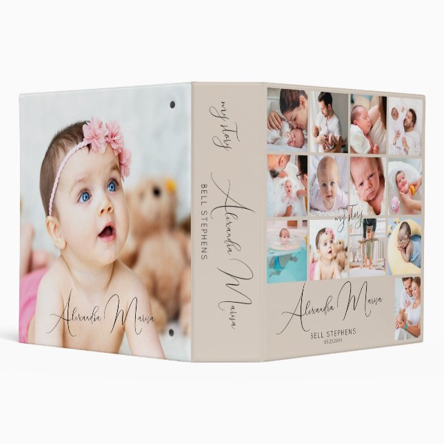 Baby's First Year Scrapbook Photo Collage Keepsake 3 Ring Binder (Background)