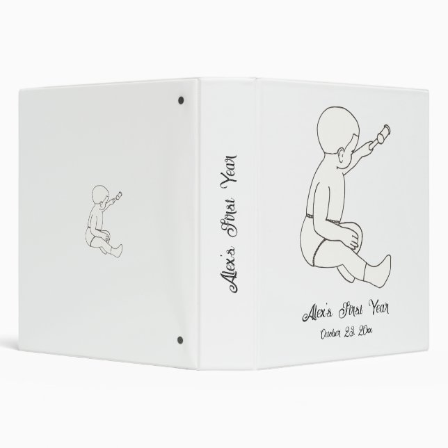 Baby's First Year, White Scrapbook Album 3 Ring Binder (Background)