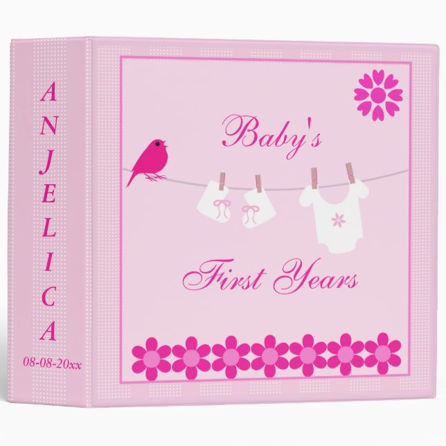 "Baby's First Years" Baby Girl Baby Book 3 Ring Binder (Front/Spine)