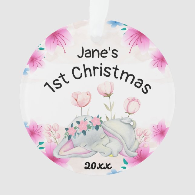 Baby's Girl First Christmas 2023 Personalized  Ornament (Front)