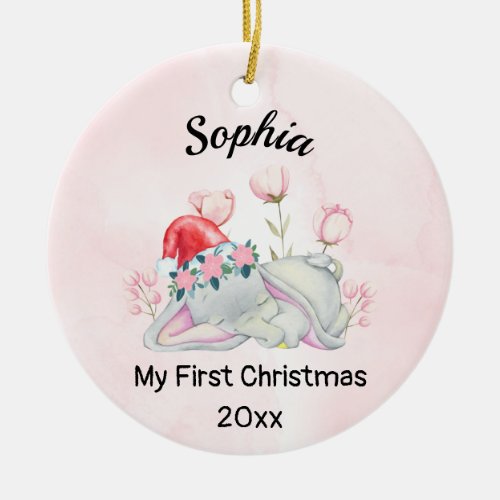 Babys Girl My First Christmas 2023 Personalized Ceramic Ornament