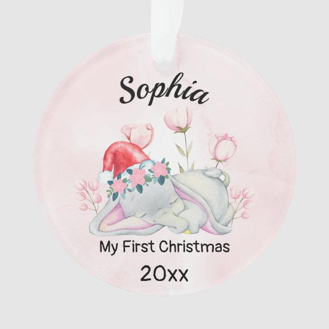 Baby's Girl My First Christmas 2023 Personalized  Ornament (Front)