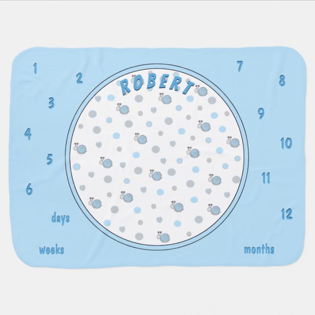 Baby's Growth Milestone Snips and Snails Baby Blanket (Horizontal)