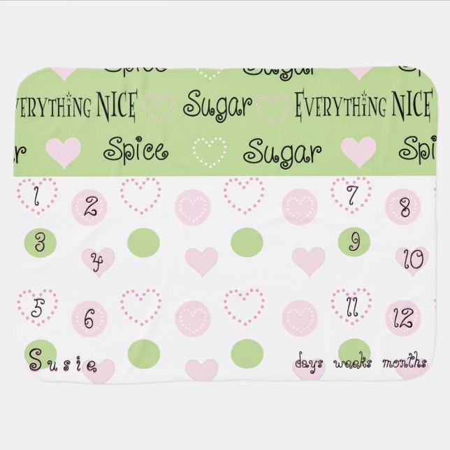 Baby's Growth Milestone Sugar and Spice Baby Blanket (Horizontal)