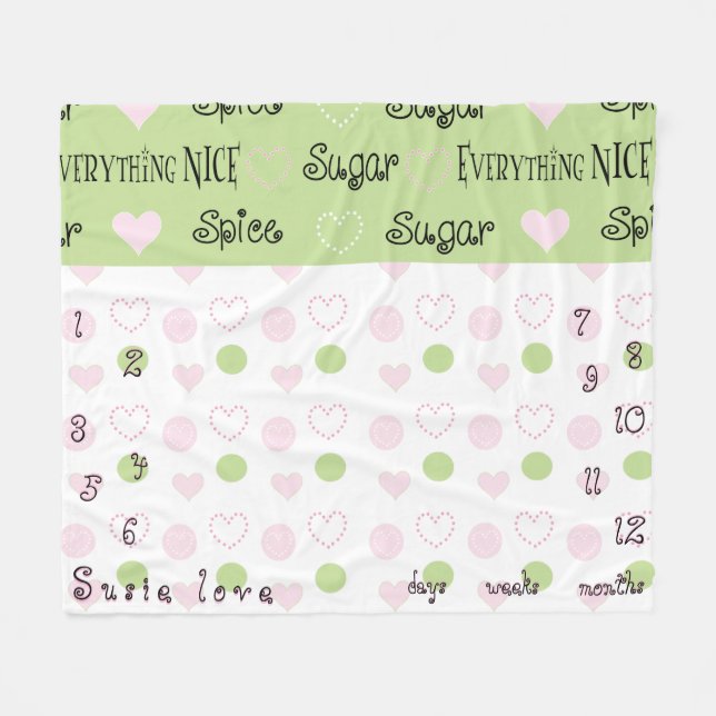 Baby's Growth Milestone Sugar and Spice Fleece Blanket (Front (Horizontal))