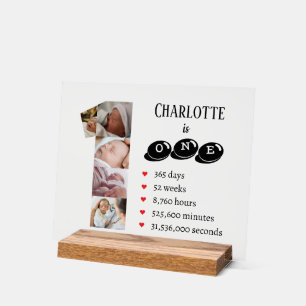 Baby's Ist Year Photo Collage Number 1 Acrylic Sign