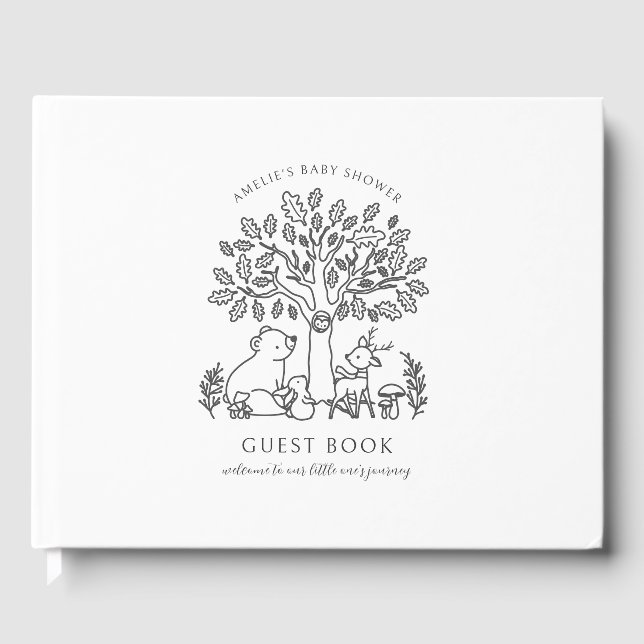 Baby's Journey Woodland Animals Baby Shower Guest Book (Front)