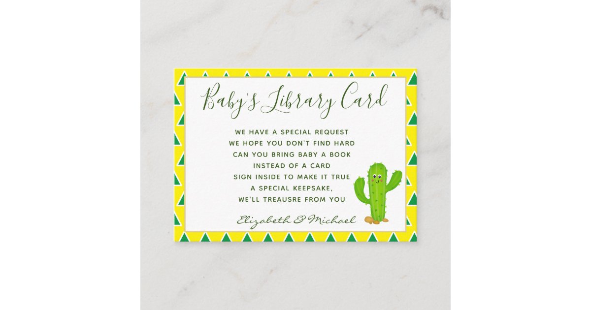 Babys Library Book Request Card Cacti Cactus Green Zazzle Com