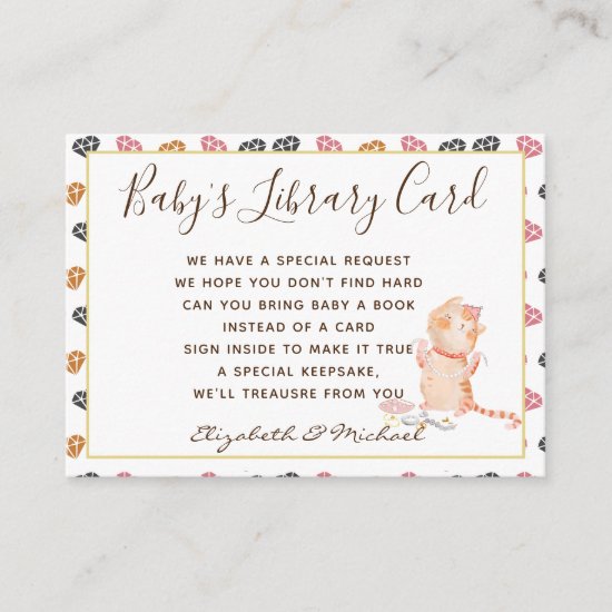 Babys Library Book Request Card Princess Cats Meow