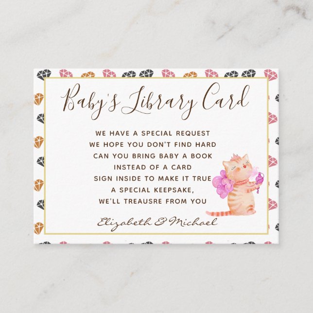 Babys Library Book Request Card Princess Cats Meow (Front)