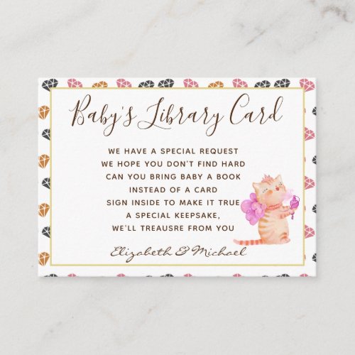 Babys Library Book Request Card Princess Cats Meow