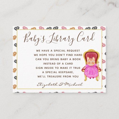 Babys Library Book Request Card Princess Cats Meow