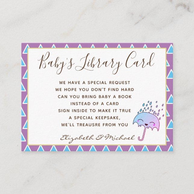 Babys Library Book Request Card Sprinkle Shower (Front)