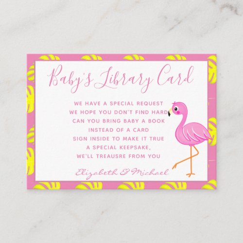 Babys Library Book Request Card Tropical Flamingo