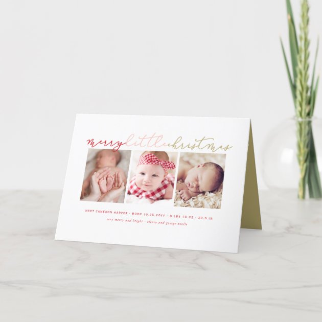 Baby's Merry Little Christmas Photo Collage Card
