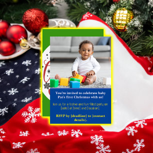 Baby's Merry Snowman First Christmas Photo Invitation