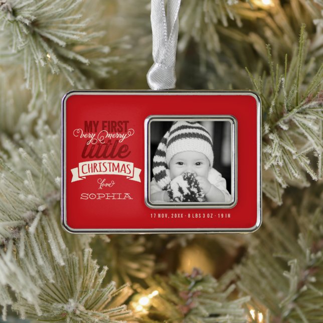Baby's My Very Merry Little Christmas Cute Photo Christmas Ornament (Tree)