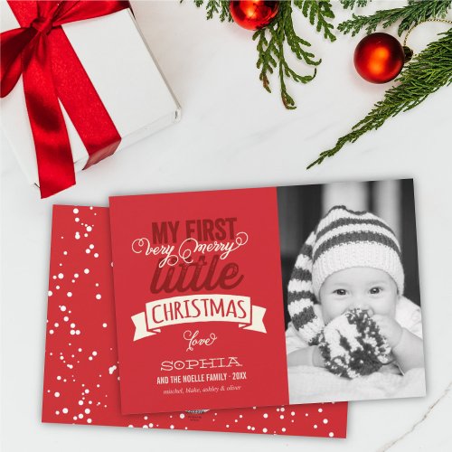 Babys My Very Merry Little Christmas Cute Photo Holiday Card