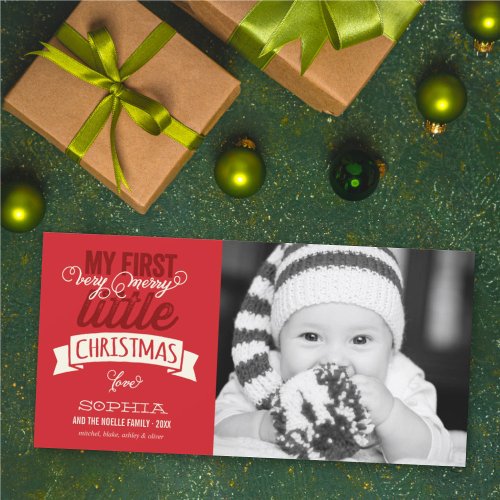 Babys My Very Merry Little Christmas Cute Photo Holiday Card
