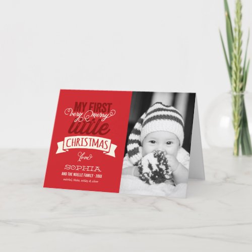 Babys My Very Merry Little Christmas Cute Photo Holiday Card