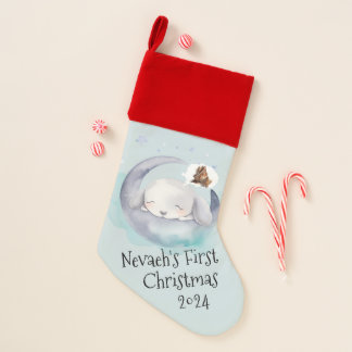 'Baby's (Name) First Christmas" Customizable Puppy Christmas Stocking