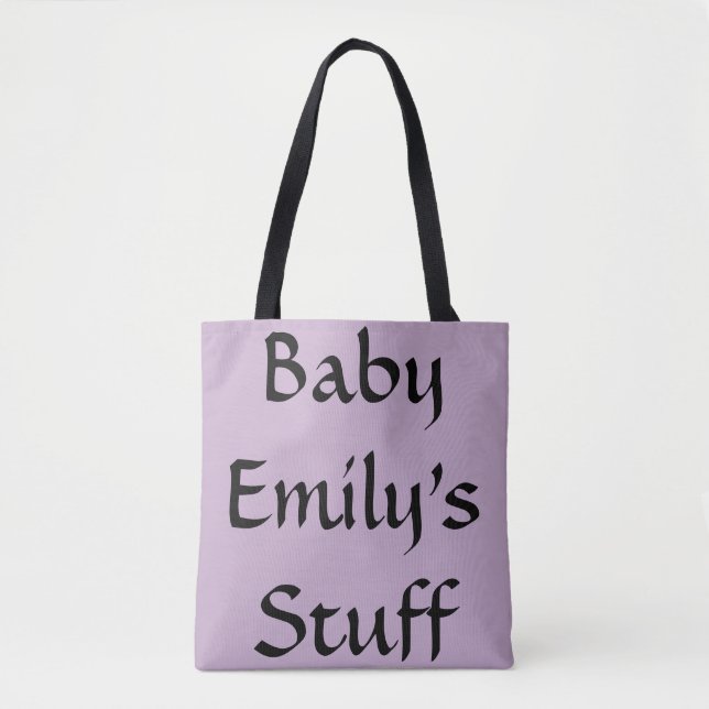 Baby's Name Stuff Purple Diaper Bag (Front)